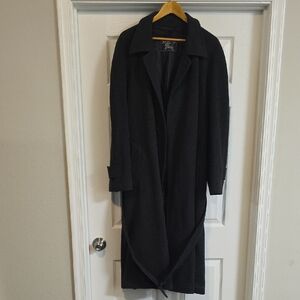 Elegant Dark Gray Wool Coat By Burberry's.